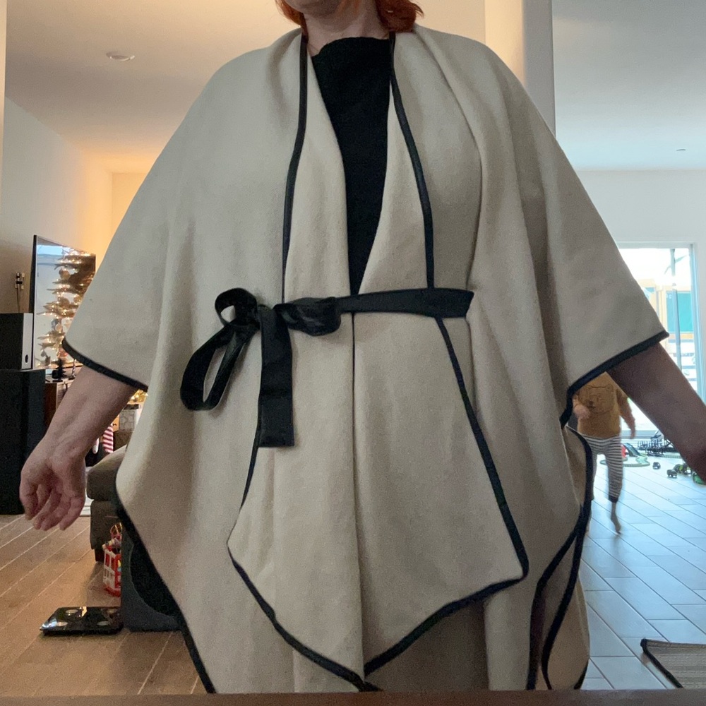 Torrid Cream Ruana with Black Trim